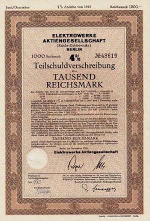 4 % Teilschuldverschreibung über Tausend Reichsmark.