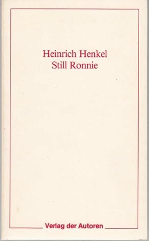 Imagen del vendedor de Still Ronnie (= Theaterbibliothek, 53) a la venta por Graphem. Kunst- und Buchantiquariat