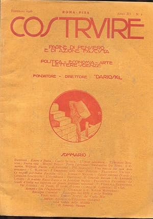 COSTRUIRE, rivista mensile pagine di pensiero e di azione fascista - 1926 - num.02- febbraio 1926...