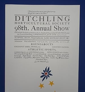 Seller image for Ditchling Horticultural Society 98th Annual Show. Facsimile of the St Dominic's Press poster of 1920, printed for publication with Three Private Presses (1979) by Brocard Sewell. for sale by S.P.Tuohy