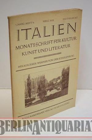 Bild des Verkufers fr Italien. Monatsschrift fr Kultur, Kunst und Literatur. 1. Jahrgang, 1928, Heft 4. zum Verkauf von BerlinAntiquariat, Karl-Heinz Than