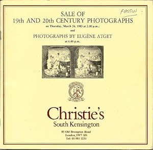 19th and 20th Century Photographs; and Photographs by Eugene Atget, Thursday, March 24, 1983