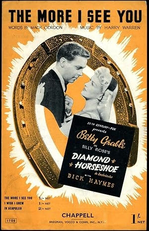 Seller image for More I See You | Betty Grable and Dick Haymes in Billy Rose's Diamond Horseshoe [Vintage Piano Sheet Music] for sale by Little Stour Books PBFA Member