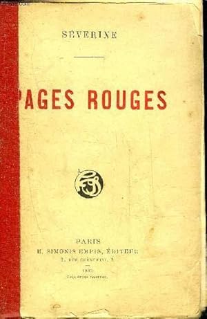 Image du vendeur pour PAGES ROUGES. mis en vente par Le-Livre