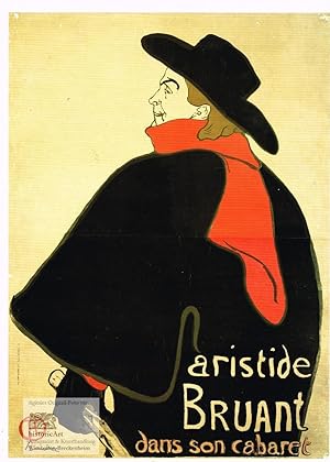 Bild des Verkufers fr Aristide Bruant dans son cabaret. Groes Kunstdruckblatt mit Reproduktion des Plakats von Toulouse-Lautrec um 1980 zum Verkauf von historicArt Antiquariat & Kunsthandlung