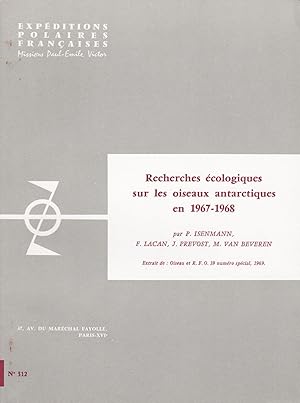 Seller image for Recherches cologiques sur les oiseaux antarctiques en 1967 - 1968 for sale by Pare Yannick