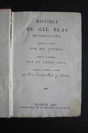 Seller image for HISTORIA DE GIL BLAS DE SANTILLANA. for sale by Auca Llibres Antics / Yara Prez Jorques