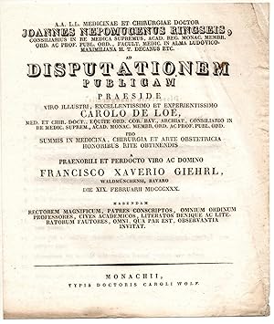 Imagen del vendedor de Theses ad disputationem publicam. a la venta por Wissenschaftliches Antiquariat Kln Dr. Sebastian Peters UG