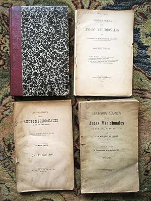 Seller image for 1911 HISTORY OF EARTHQUAKES IN THE ANDES - 5 PARTS in 4 VOLUMES Published in Santiago, Chile - HISTORIA SSMICA DE LOS ANDES MERIDIONALES for sale by Blank Verso Books