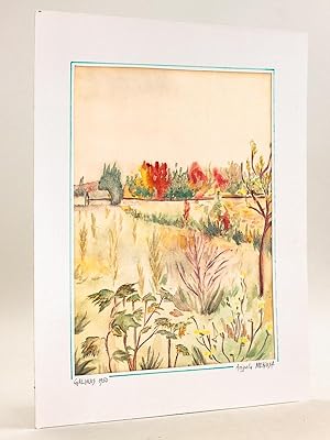 Automne à Galhuis 1950. Aquarelle originale signée