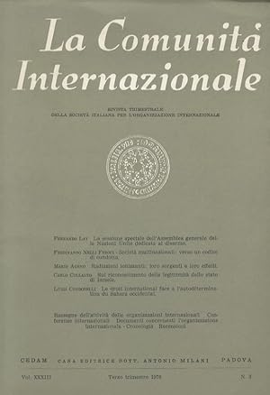 Comunità Internzionale (La). Rivista trimestrale della Società Italiana per l'organizzazione Inte...