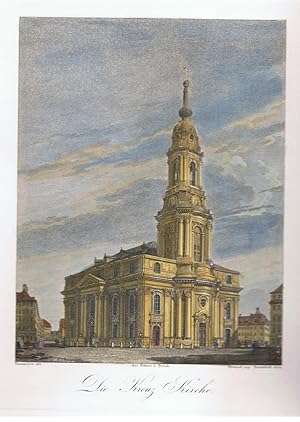 Die Kreuzkirche ( Dresden ) kolorierter Stahlstich kolorierter Stahlstich von Wagner / Poppel.