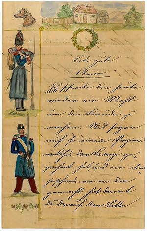 Bild des Verkufers fr Eigenh. Brief Karl Ludwigs mit U. und eigenh. Zeichnungen Kaiser Franz Josefs. zum Verkauf von Antiquariat INLIBRIS Gilhofer Nfg. GmbH