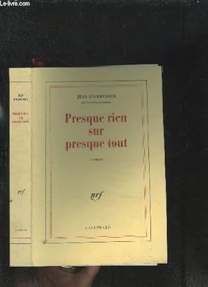 Imagen del vendedor de PRESQUE RIEN SUR PRESQUE TOUT a la venta por Le-Livre