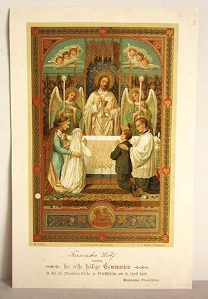 Die erste heilige Communion - Erstkommunionsurkunde von Frl. Franziska W. am 19. April 1903 in de...