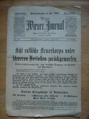 Anschlagblatt - Extra-Ausgabe zu Nr. 7533 - Neues Wiener Journal - Wien, Donnerstag, 15. Oktober