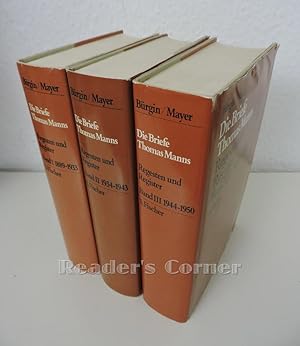 Imagen del vendedor de Die Briefe Thomas Manns. Regesten und Register. I. Die Briefe von 1889-1933; II. . 1934-1943; III. . 1944-1950. Bearbeitet und herausgegeben unter Mitarbeit des Thomas Mann-Archivs der Eidgenssischen Technischen Hochschule Zrich von Hans Brgin und Hans-Otto Mayer. a la venta por Versandantiquariat Reader's Corner