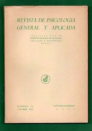 Seller image for REVISTA DE PSICOLOGIA GENERAL Y APLICADA. N. 75, Vol. XIX (1964) for sale by Librera DANTE