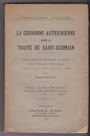 La Couronne autrichienne depuis le traité de Saint-Germain