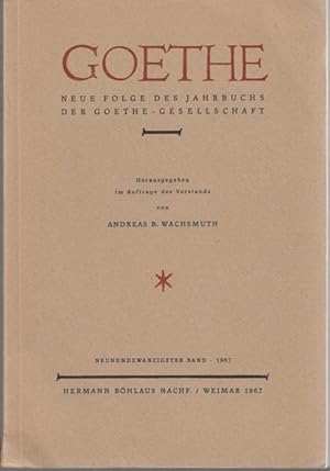 Imagen del vendedor de Goethe Neue Folge des Jahrbuchs der Goethe-Gesellschaft, Neunundzwanzigster Band 1967 a la venta por Graphem. Kunst- und Buchantiquariat