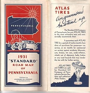 1931 STANDARD Road Map of Pennsylvania. Published by Standard Oil Company of Pennsylvania. Umseit...