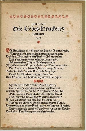 Die Liebes-Druckerey. Hamburg 1715. Den Wilmersdorfern legen Gotthard Laske, Alfred Richard Meyer...