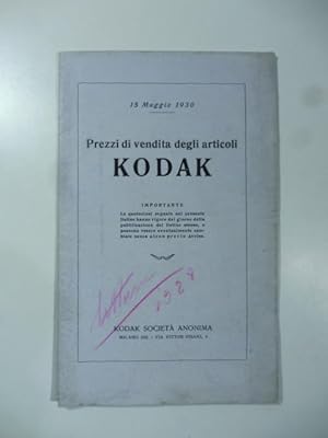 Prezzi di vendita degli articoli Kodak. 15 maggio 1930. (Listino prezzi non illustrato)