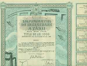 Certificate for Romanian endowment loan for 45 Lei.