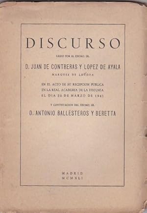 Seller image for Discurso. Contestacin del Excmo. Sr. D. Antonio Ballesteros y Beretta for sale by LIBRERA GULLIVER
