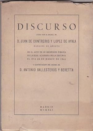 Seller image for Discurso. Contestacin de Antonio Ballesteros y Beretta for sale by LIBRERA GULLIVER