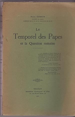 Le temporel des papes et la question romaine