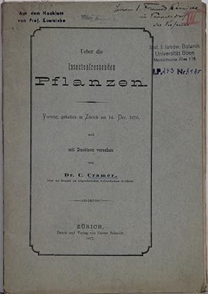 Ueber die Insectenfressenden Pflanzen : Vortrag, gehalten in Zürich am 14. Dec. 1876, und mit Zus...