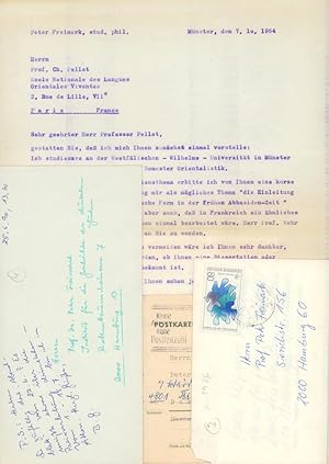 Kleines Autographenkonvolut, enthaltend einen Brief von Peter Freimark (als Durchschlag) und 4 ha...