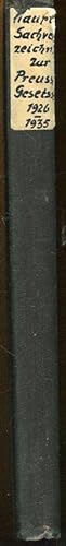 Bild des Verkufers fr Hauptsachverzeichnis zur Preuischen Gesetzsammlung von 1926 bis 1935. zum Verkauf von Antiquariat am Flughafen