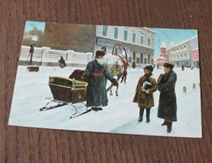 CPA Carte postale Troika en Hiver Russie Traîneau Scène de vie rue