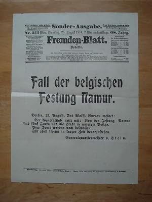 Anschlagblatt - Sonder-Ausgabe Fremden-Blatt mit Vedette - Wien, Dienstag den 25. August 1914, 2 ...