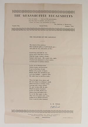 Image du vendeur pour THE TREASURES OF THE CASTAWAY. The Grasshopper Broadsheets. Number One. Second Series. mis en vente par LUCIUS BOOKS (ABA, ILAB, PBFA)