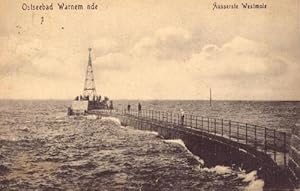 Ansichtskarte Ostseebad Warnemünde. Äusserste Westmole