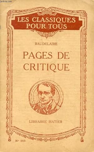 Seller image for PAGES DE CRITIQUE (Les Classiques Pour Tous) for sale by Le-Livre