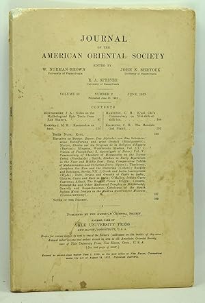 Seller image for Journal of the American Oriental Society, Volume 53, Number 2 (June 1933) for sale by Cat's Cradle Books