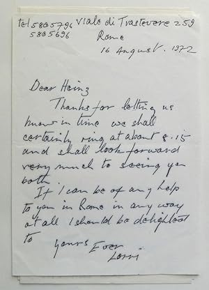 Five signed autograph letters to Henry Roland, founder and partner in the noted London gallery Ro...