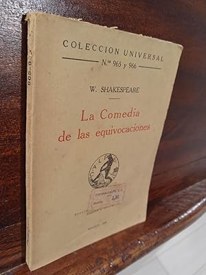 Imagen del vendedor de La comedia de las equivocaciones a la venta por Libros Antuano