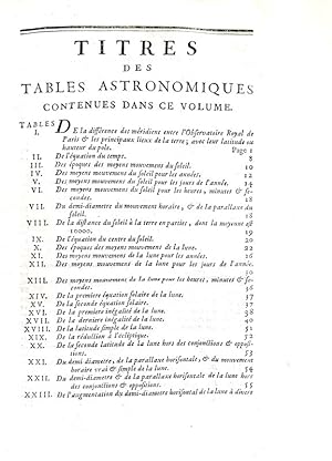 Tables astronomiques du soleil, de la lune, des planetes, des etoiles fixes des satellites de Jup...