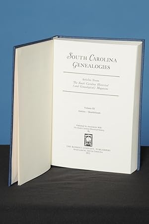 SOUTH CAROLINA GENEALOGIES, Vol. III, (Jenkins-Quattlebaum) Family History Articles Reprinted fro...