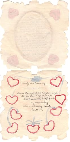 Handmade Victorian Valentine, watercolor, manuscript, scrap and crayon