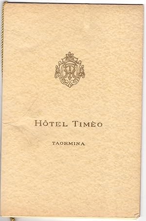 Twelve month menu for Hotel Timea, Taormina - Sicilian Restaurant