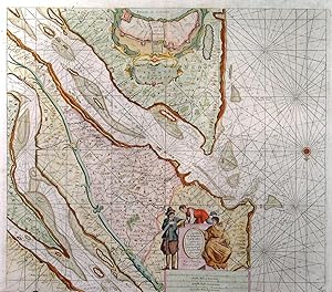 Imagen del vendedor de PASKAART VAN DE GAROMNE OF RIVIER VAN BORDEAUX . Sea chart of the Medoc and Saintonge area both sides of the Gironde with small inset plan of Bordeaux and irregular inset map of the Dordogne and Garonne confluence. Figurative cartouche. North orientated to the South. Published by a la venta por Garwood & Voigt