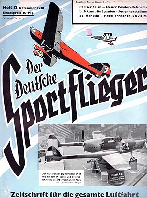 Der Deutsche Sportflieger 1938. Zeitschrift für die gesamte Luftfahrt (3 Hefte Oktober bis Dezemb...