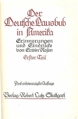 Der Deutsche Lausbub in Amerika (Memoiren Bibliothek IV. Serie Bd. 1-3) - 1913 -