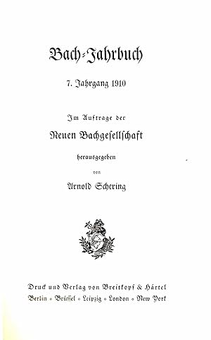 Bach-Jahrbuch (7. Jahrgang 1910)